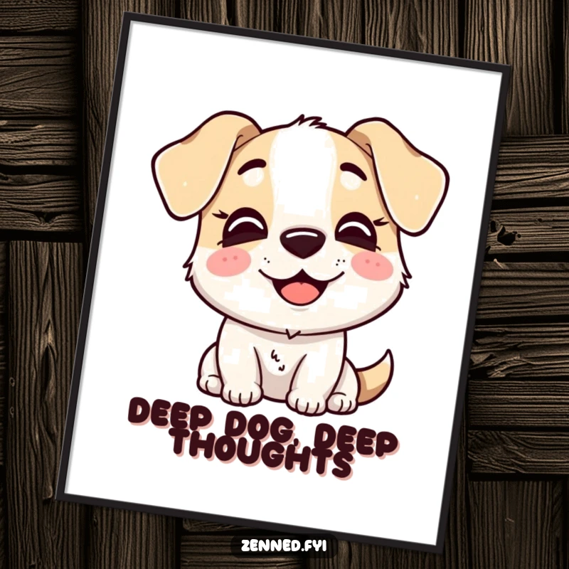 Free Printable Wall Art: Delighted dog with a serene smile in deep thought, perfect for contemplative decor.