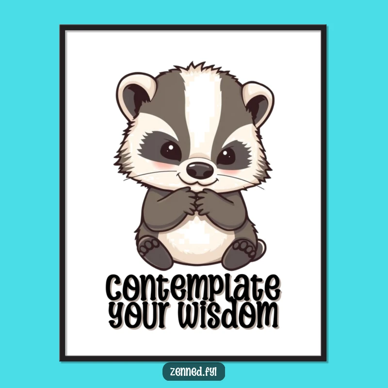 Free Printable Wall Art: Wise Badger Contemplating Life - Funny Downloadable Poster