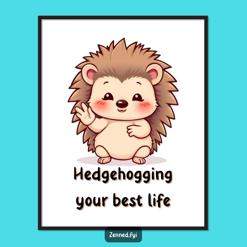 Funny Free Printable Wall Art: Whimsical Hedgehog Hand Gesture Downloadable Decor