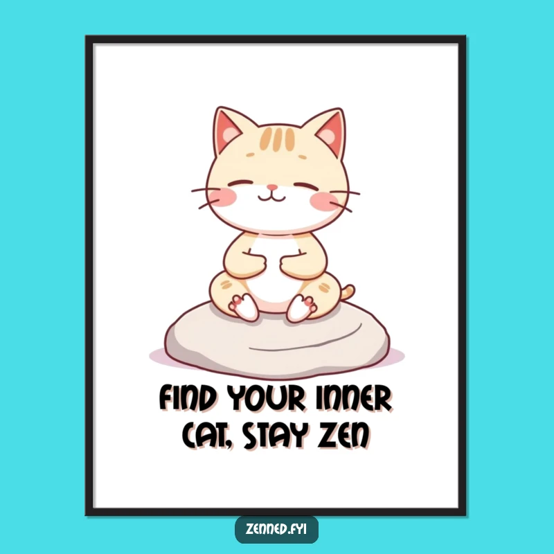 Funny Free Printable Zen Cat Art: Kawaii Downloadable Wall Decor for Peaceful Spaces