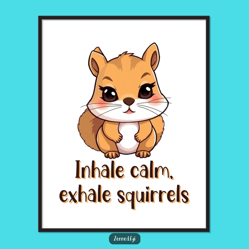Funny Free Printable Wall Art: Squirrel Meditation, Quirky Downloadable Decor