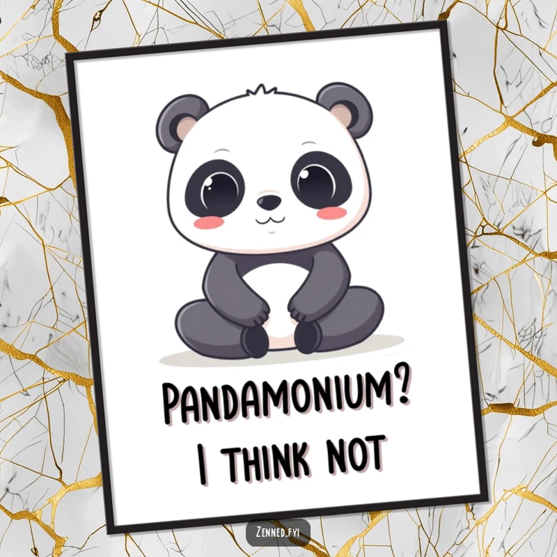 Funny Free Printable Kawaii Panda Wall Art, in a deep lotus pose, meditative and calming downloadable decor.