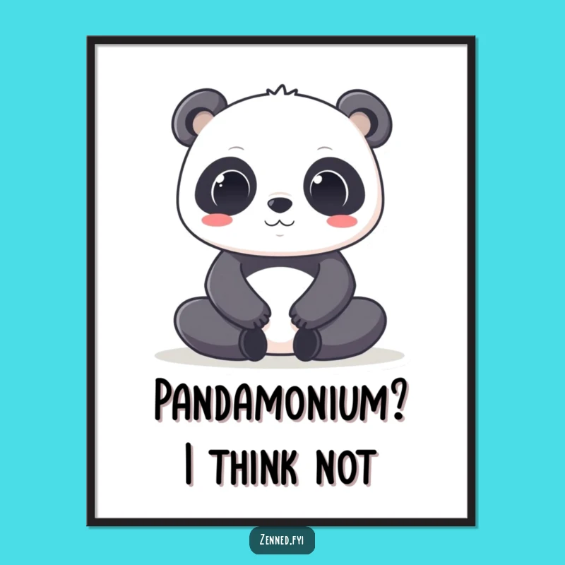 Free Printable Kawaii Panda Art: Lotus Pose, Funny Downloadable Decor
