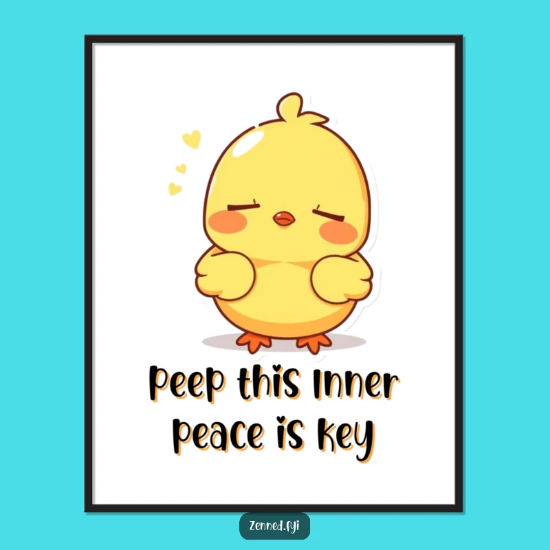 Funny Free Printable Wall Art: Yellow Chick Deep Breath, Serene Calm Downloadable Art