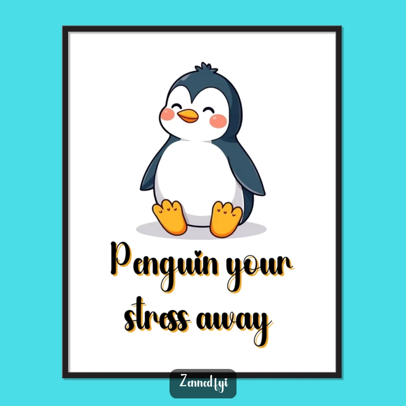 Free Printable Wall Art: Penguin's Zen Meditation Pose