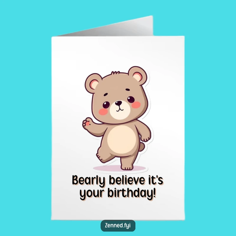 Free Printable Kawaii Bear Birthday Card: Determined Yogi Bear Fun Downloadable Gift
