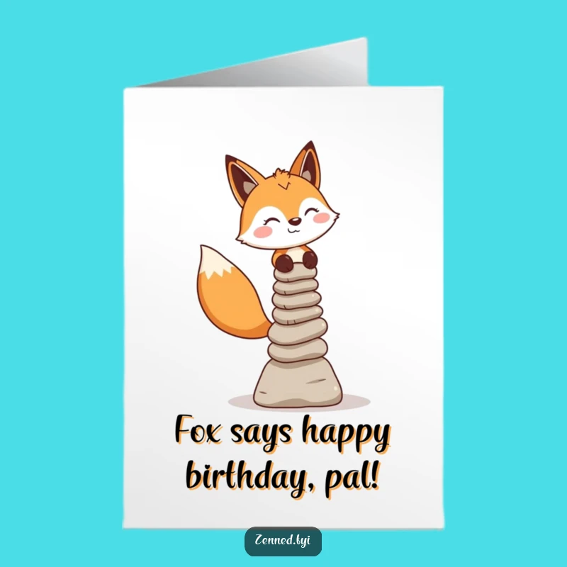 Free Printable Birthday Card: Fox's Balanced Wishes, Steady Celebration Gift