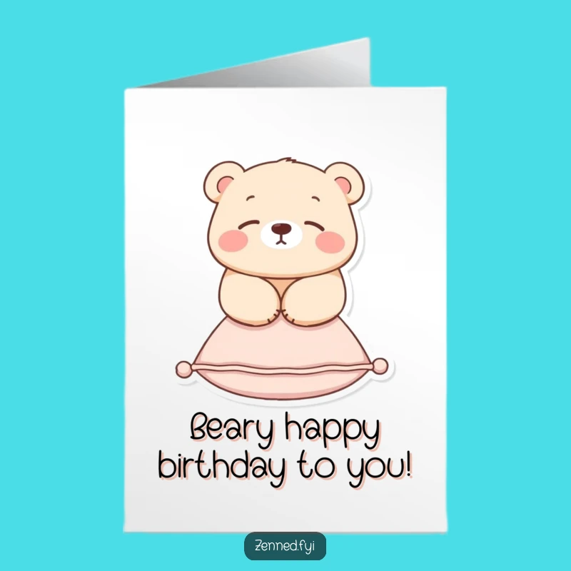 Free Printable Birthday Card: Funny Bear Zen Floating - Unique Downloadable Gift