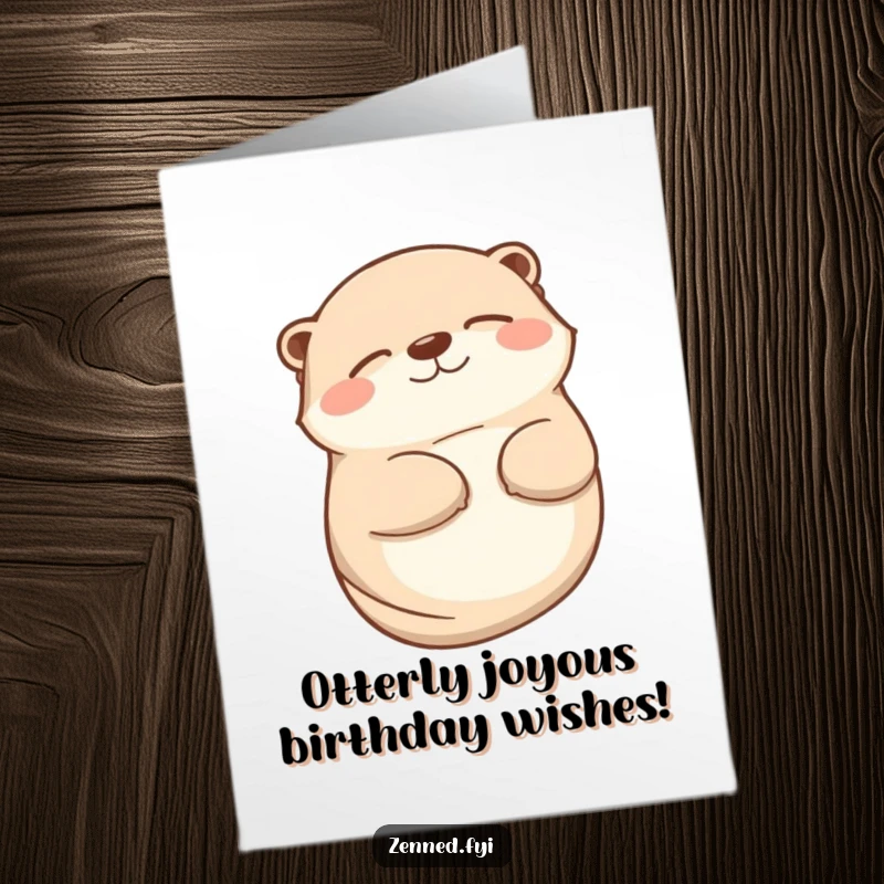 Funny Free Printable Birthday Card: A contented otter floats on its back with a big, happy smile.