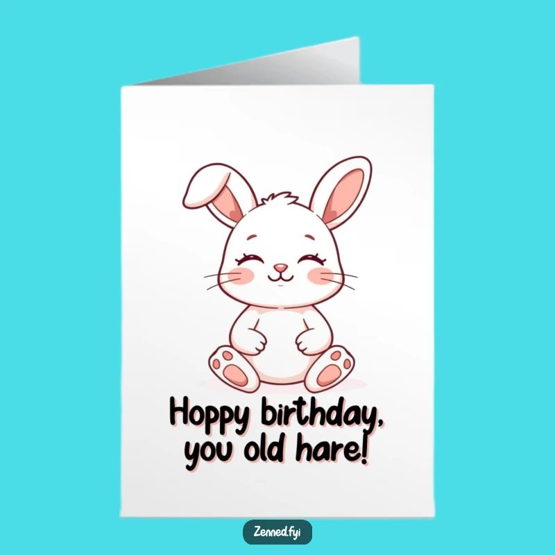 Free Printable Funny Bunny Birthday Card: Meditating Hare Humor Downloadable Gift