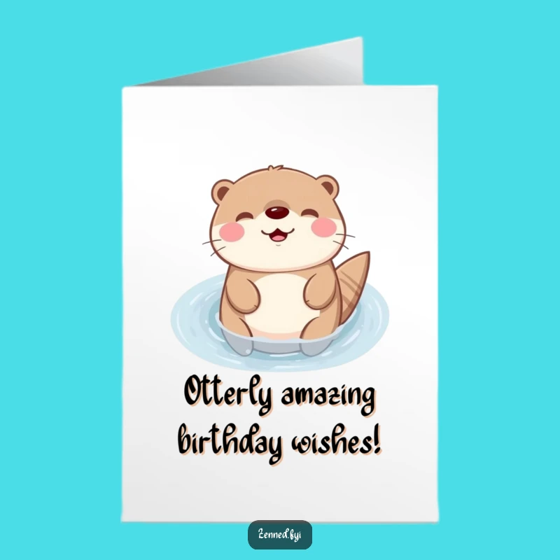 Free Printable Kawaii Otter Birthday Card: Hilarious Aquatic Animal Fun Downloadable Gift