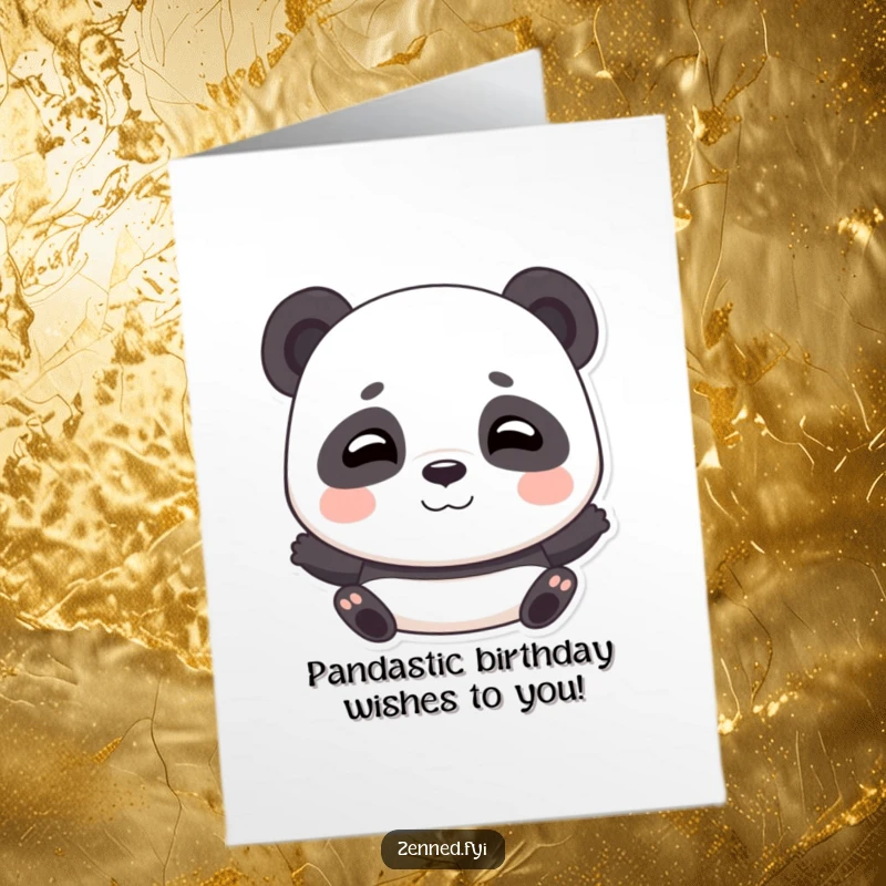 Funny Free Printable birthday card featuring a playful panda taking deep, calming breaths with a smile.