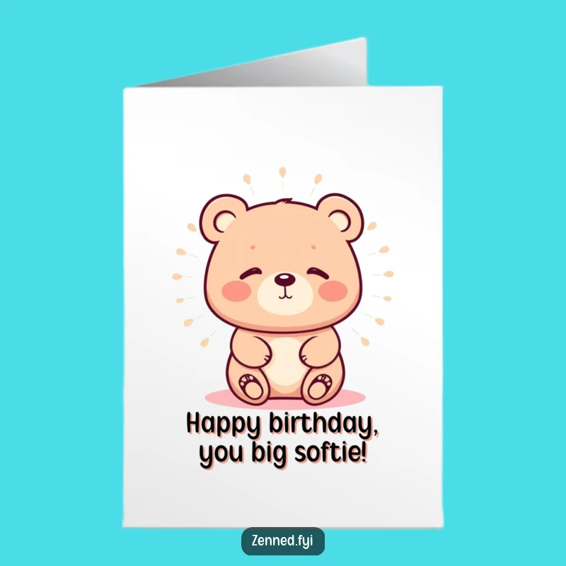 Free Printable Birthday Card: Calm Kawaii Bear Zen Funny Downloadable Gift