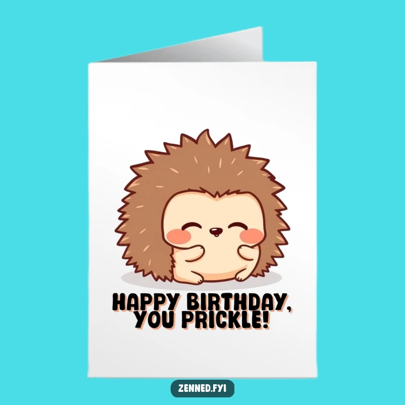 Free Printable Birthday Card: Kawaii Hedgehog Rolled Up Funny Gift