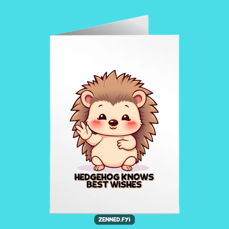 Free Printable Birthday Card: Funny Hedgehog Hand Gesture Downloadable Greeting