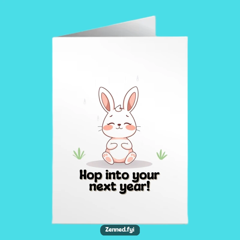 Free Printable Birthday Card: Meditating Rabbit for a Joyful Downloadable Gift