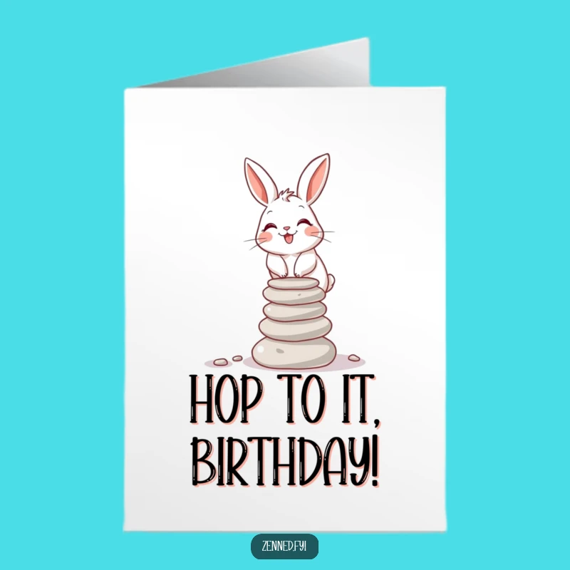 Free Printable Giggling Rabbit Birthday Card - Funny Balancing Act Downloadable Gift