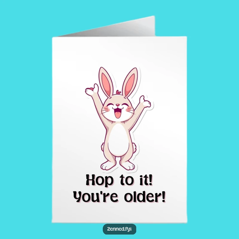 Free Printable Funny Birthday Card: Jubilant Bunny, Skyward Wishes, Downloadable Gift