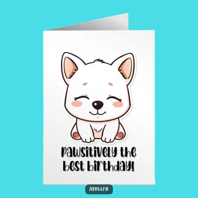 Free Printable Birthday Card: Serene Kawaii Dog for a Peaceful Celebration