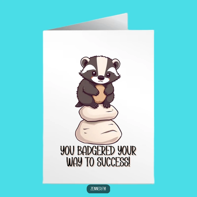 Free Printable Badger Congrats Card: Pebble Balance, Humorous Downloadable Gift for Achievers