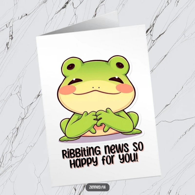 Funny Free Printable Congratulations Card showing a joyful green frog sighing contentedly, perfect for celebrating success with humor.