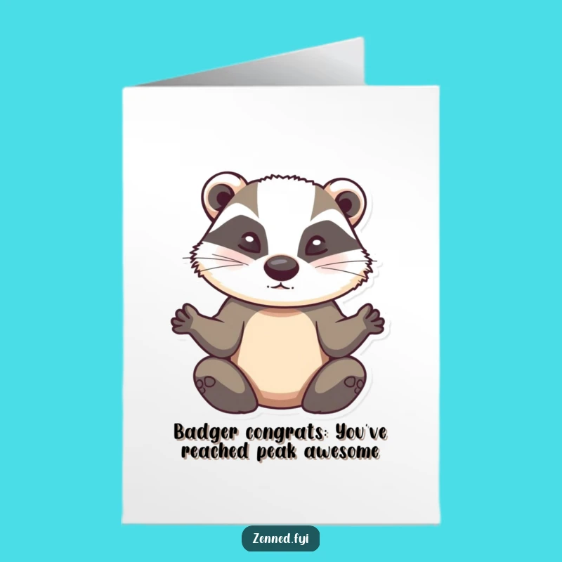 Free Printable Congrats Card: Serene Badger Meditation, Zen Humor, Downloadable Achievement Gift