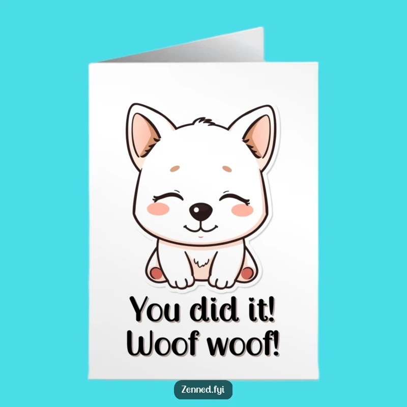 Free Printable Congrats Card: Serene Kawaii Dog for Joyful Achievements