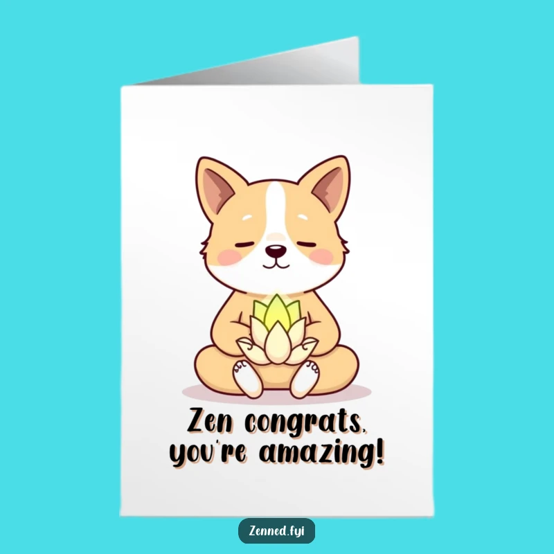 Free Printable Dog Congrats Card: Funny Meditating Pup Downloadable Gift for Achievers