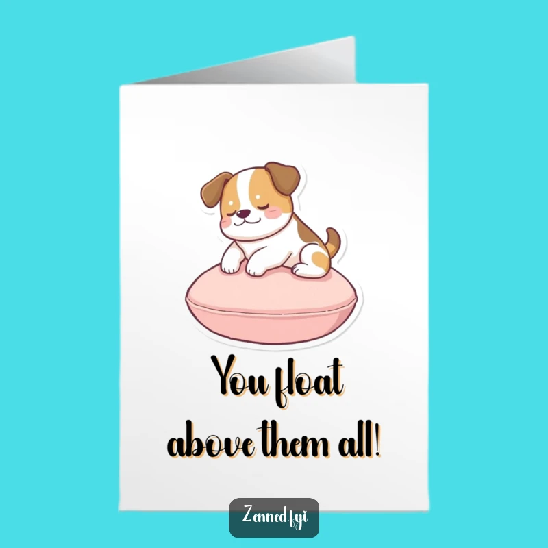 Free Printable Floating Dog Congratulations Card - Funny Downloadable Gift for Big Wins