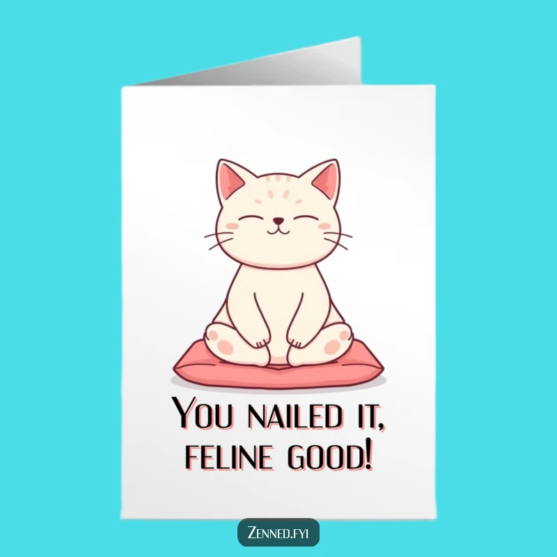 Free Printable Funny Cat Congratulations Card: Zen Lotus Pose Congrats Downloadable