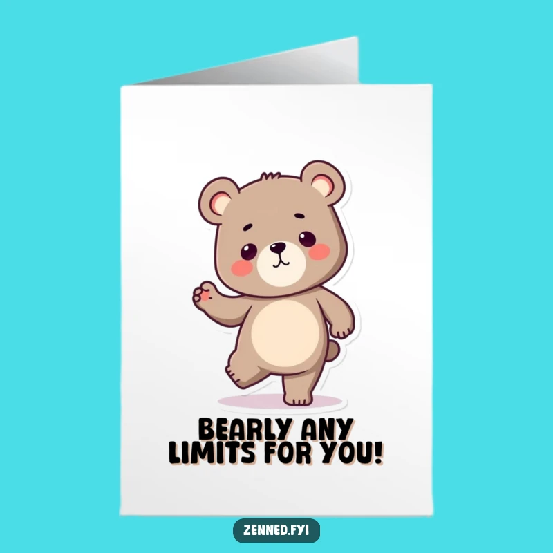Free Printable Kawaii Bear Congrats Card: Balanced Success Downloadable Gift