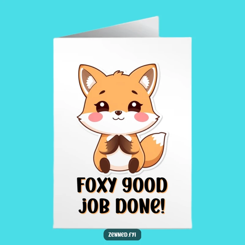 Free Printable Kawaii Fox Congrats Card: Hopeful Fox Blessings Downloadable Gift