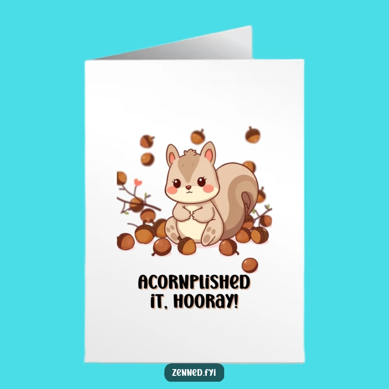 Free Printable Kawaii Squirrel Congrats Card: Acorn Joy, Funny Download