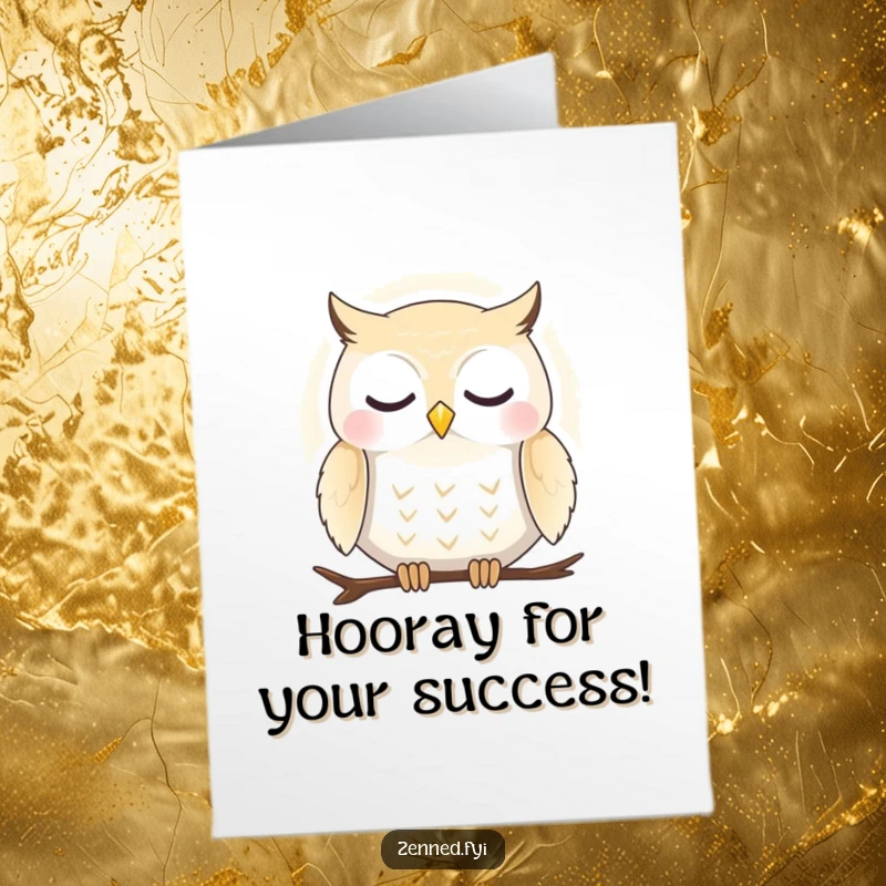Free Printable Congratulations Card: A peaceful owl enveloped in a gentle aura, celebrating your wonderful news.