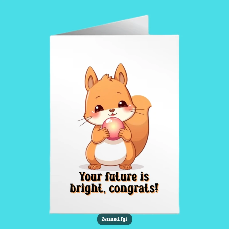 Free Printable Squirrel Congrats Card: Glowing Orb Success Downloadable