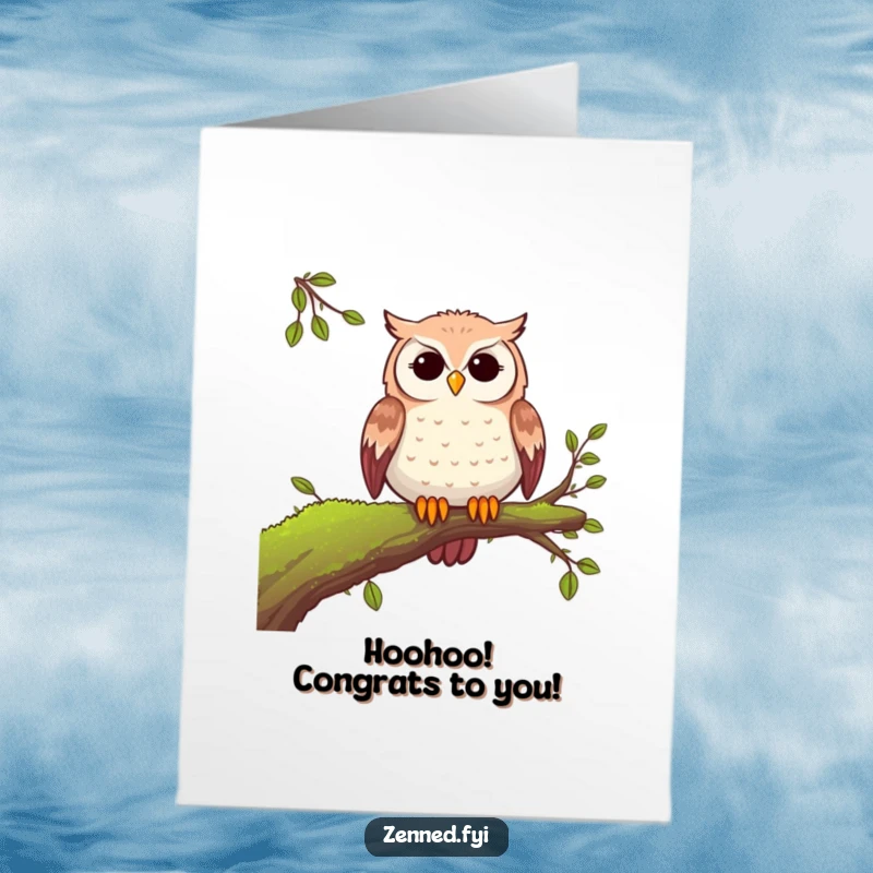 Funny Free Printable Congrats Card: Wise owl celebrating success, a hilarious downloadable message for any occasion.