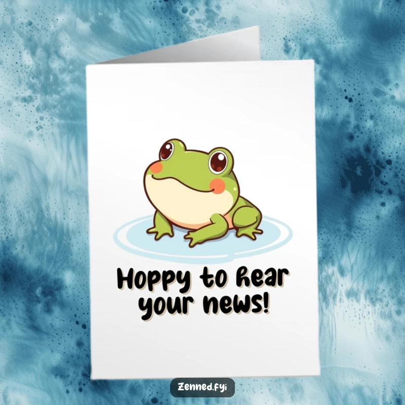 Funny Free Printable content frog floating peacefully on water, perfect for a congratulations card, serene downloadable surprise.