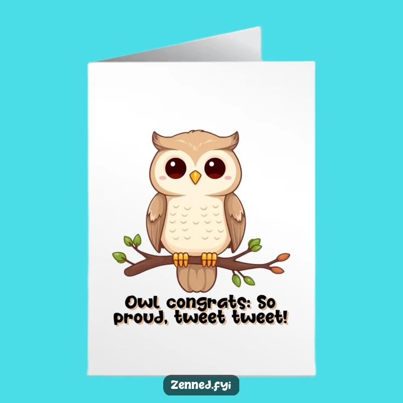 Free Printable Congrats Card: Centered Owl, Wise Achievement, Humorous Downloadable Gift