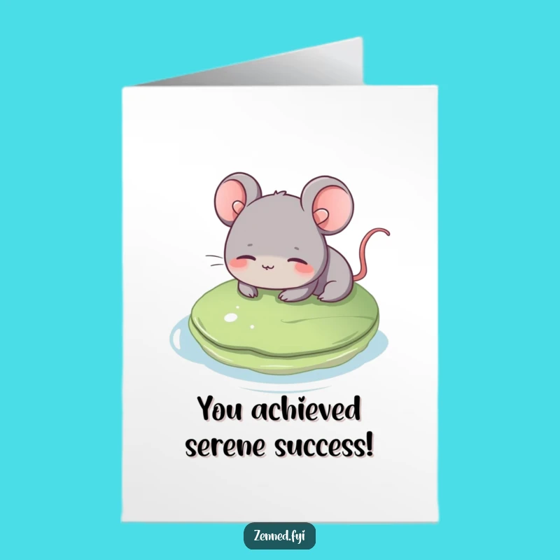 Free Printable Congrats Card: Relaxed Mouse & Lily Pad - Serene DIY Cheer