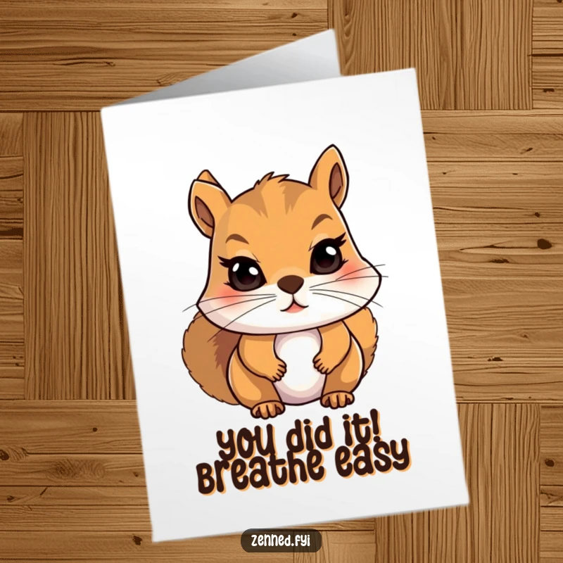 Funny Free Printable Congrats Card: Squirrel holding a single, slow breath with intense focus, perfect for celebrating achievements.