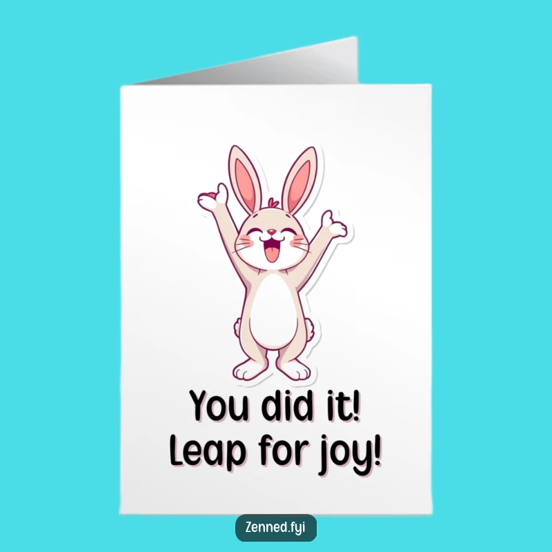 Free Printable Congrats Card: Jubilant Bunny, Uplifting Achievement, Downloadable Gift