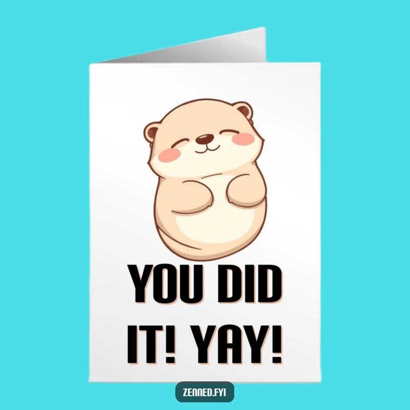 Free Printable Congrats Card: Happy Otter Smile for Your Win Downloadable Greeting