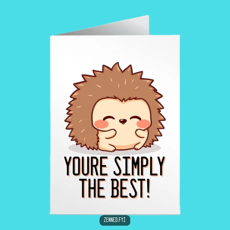 Free Printable Congrats Card: Kawaii Hedgehog Rolled Up Peaceful Funny