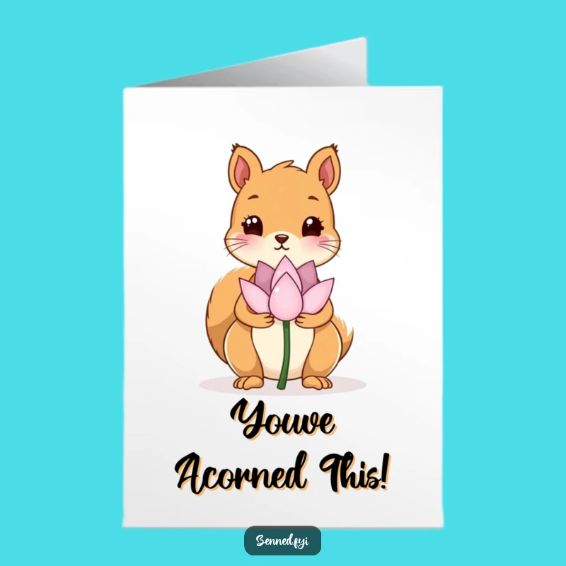 Free Printable Congrats Card: Kawaii Squirrel Lotus Calm Funny Downloadable
