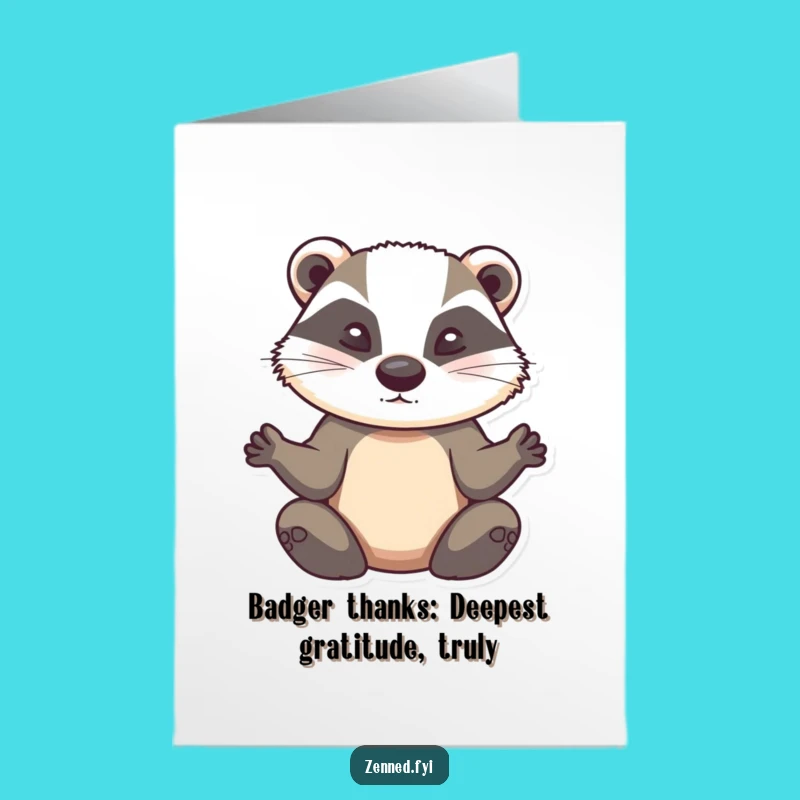 Free Printable Thank You Card: Zen Badger Gratitude, Calm Humor, Downloadable Appreciation Gift
