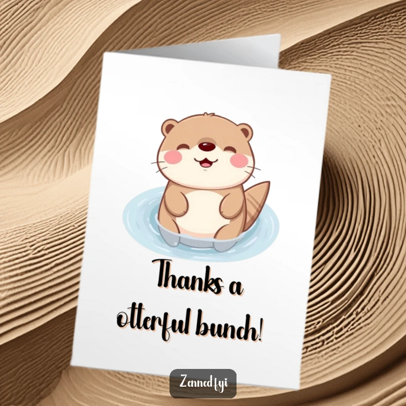 Funny Free Printable Kawaii Otter Thank You Card: Contented otter floating, a charming and downloadable way to say thanks.