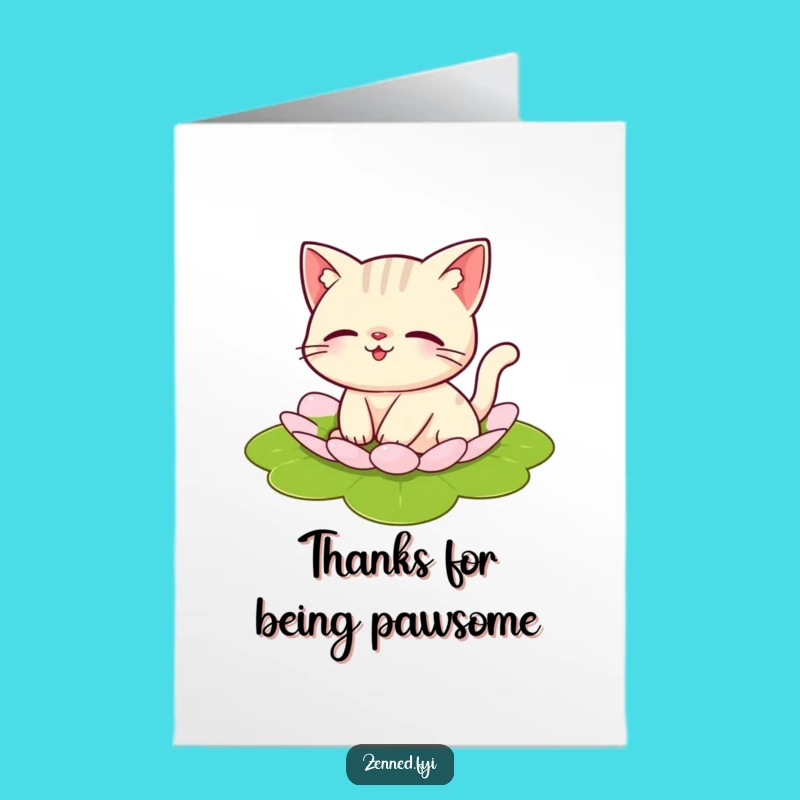 Free Printable Thank You Card: Floating Cat for a Grateful Downloadable Gift