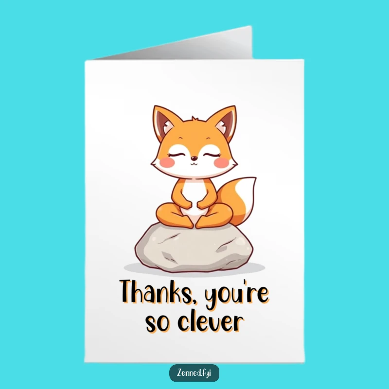 Free Printable Thank You Card: Meditating Fox, Calm Downloadable