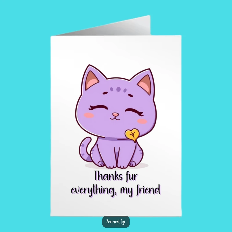 Free Printable Thank You Card: Purple Cat's Calm, Heartfelt DIY Downloadable Gift
