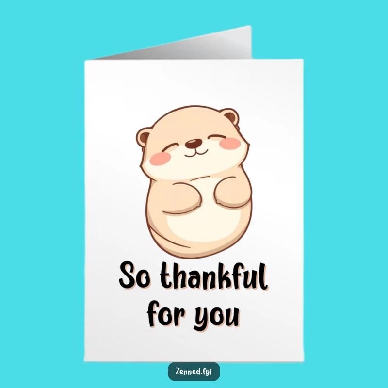 Free Printable Thank You Card: Contented Otter Smile Downloadable Greeting